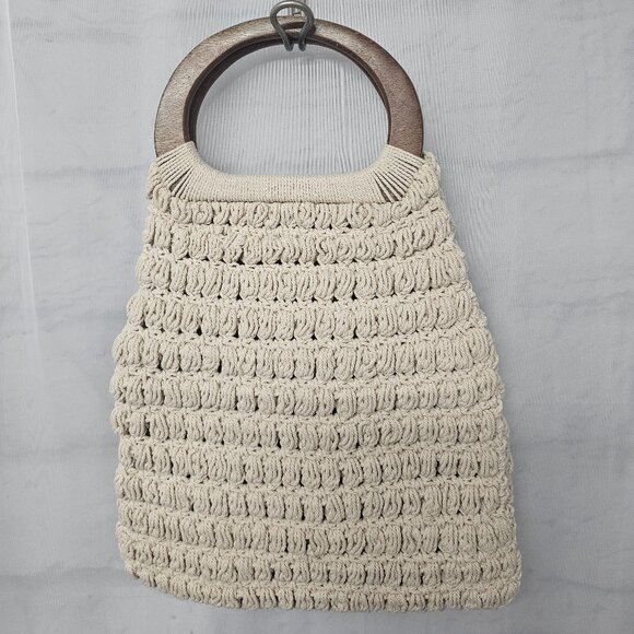 Universal Thread Handbags - Universal Thread Bag Cream Crochet Boho Hippie Festival